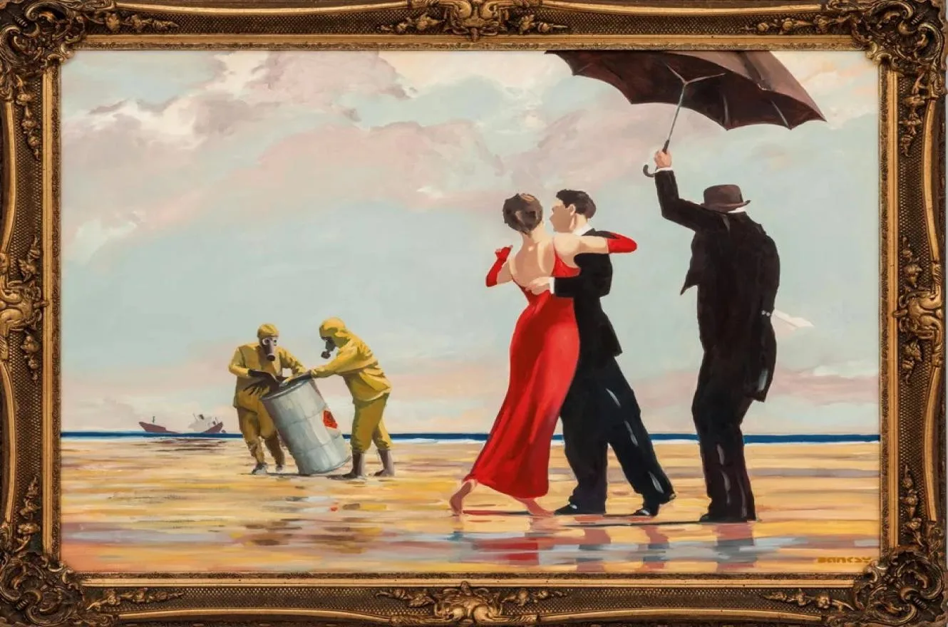 Subastaron una obra de Banksy inspirada en un cuadro del fallecido Jack Vettriano